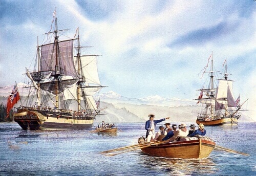 Columbia Meets HMS Discovery & Chatham – April 29, 1792